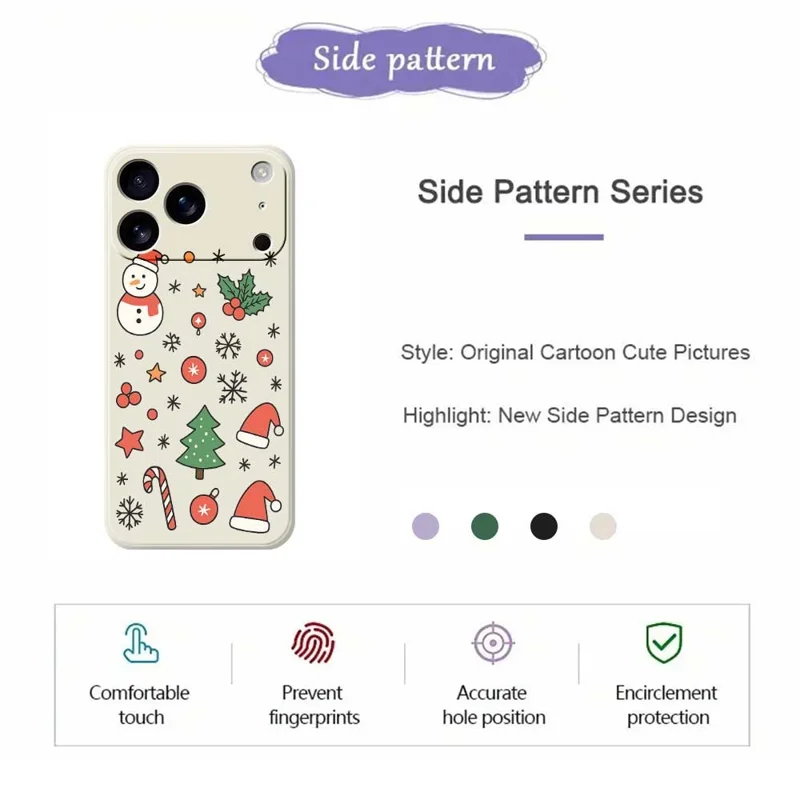 For iPhone 17 Pro Case met Sneeuwman en Sinterklaashoed Patroon Printing Rechte Rand TPU Telefoon Achterkant - Groen