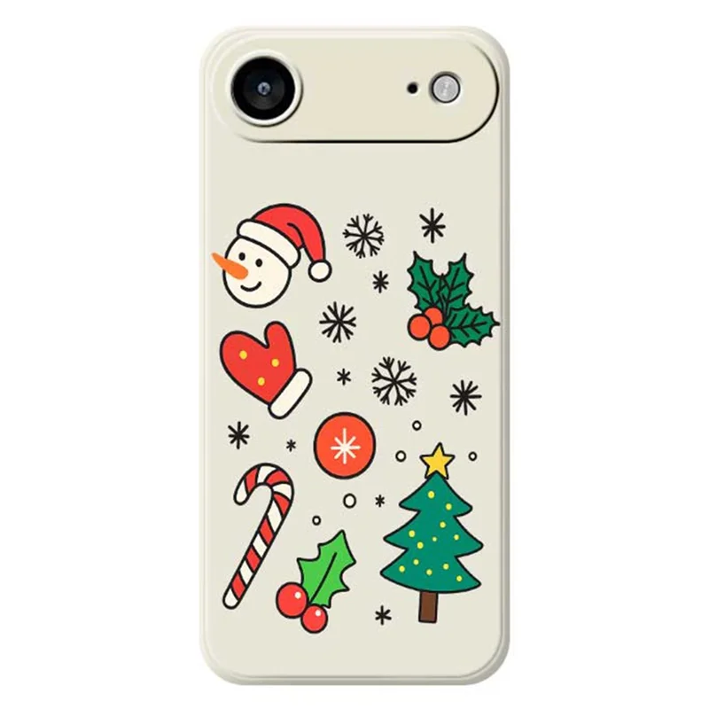 For iPhone Air Case Christmas Snowman and Tree Pattern Printing Straight Edge TPU Phone Back Cover - Beige
