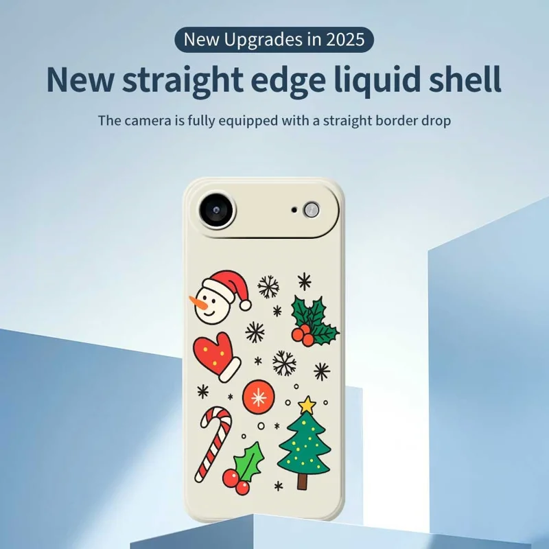 For iPhone Air Case Christmas Snowman and Tree Pattern Printing Straight Edge TPU Phone Back Cover - Beige