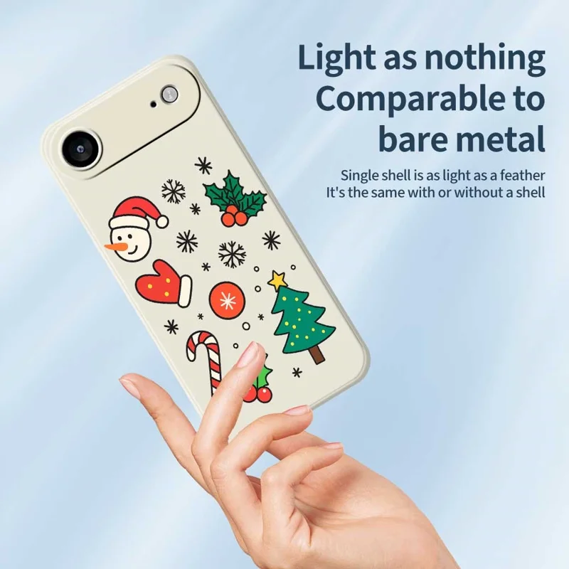 For iPhone Air Case Christmas Snowman and Tree Pattern Printing Straight Edge TPU Phone Back Cover - Beige