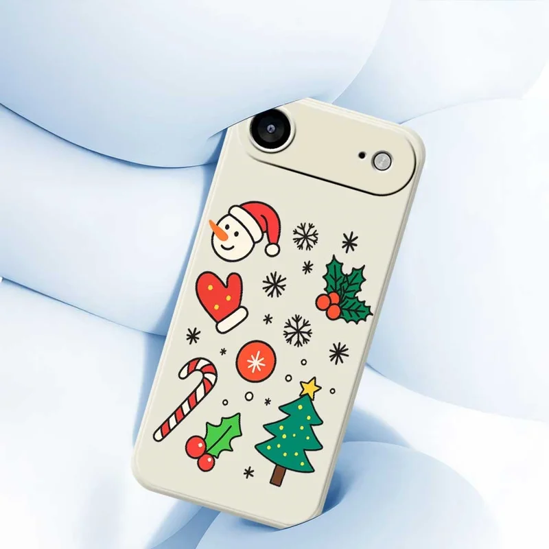 For iPhone Air Case Christmas Snowman and Tree Pattern Printing Straight Edge TPU Phone Back Cover - Beige