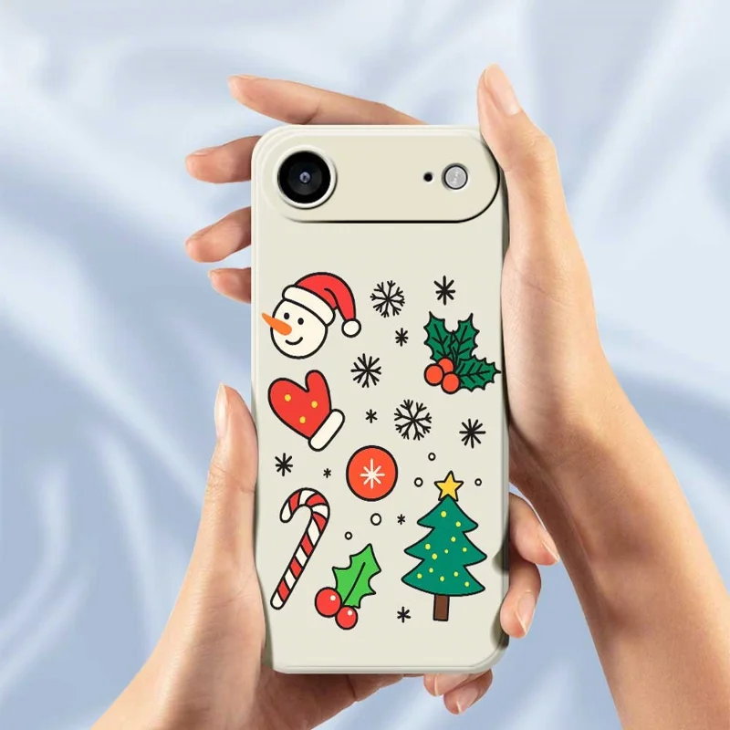For iPhone Air Case Christmas Snowman and Tree Pattern Printing Straight Edge TPU Phone Back Cover - Beige