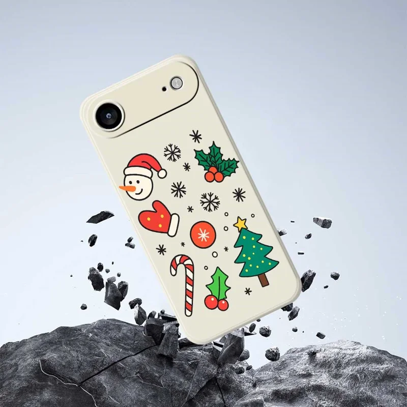 For iPhone Air Case Christmas Snowman and Tree Pattern Printing Straight Edge TPU Phone Back Cover - Beige