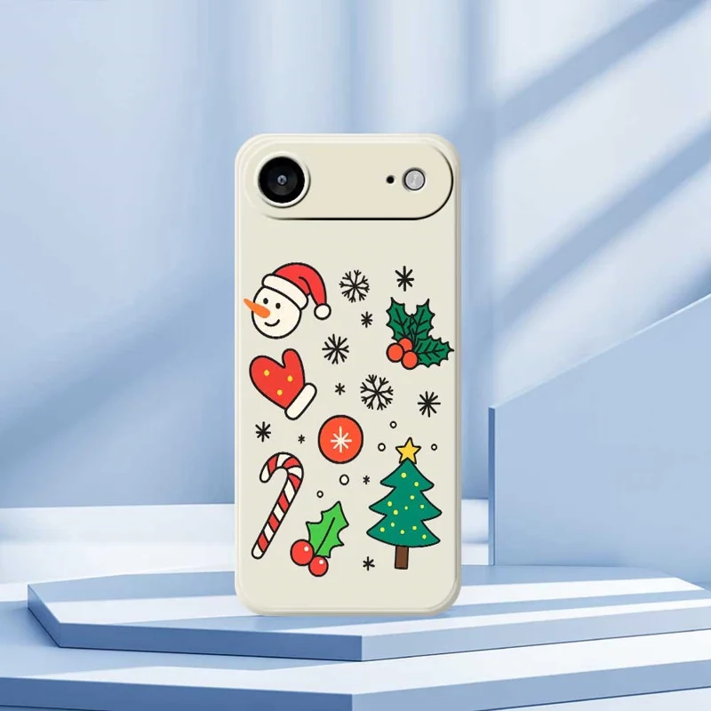 For iPhone Air Case Christmas Snowman and Tree Pattern Printing Straight Edge TPU Phone Back Cover - Beige