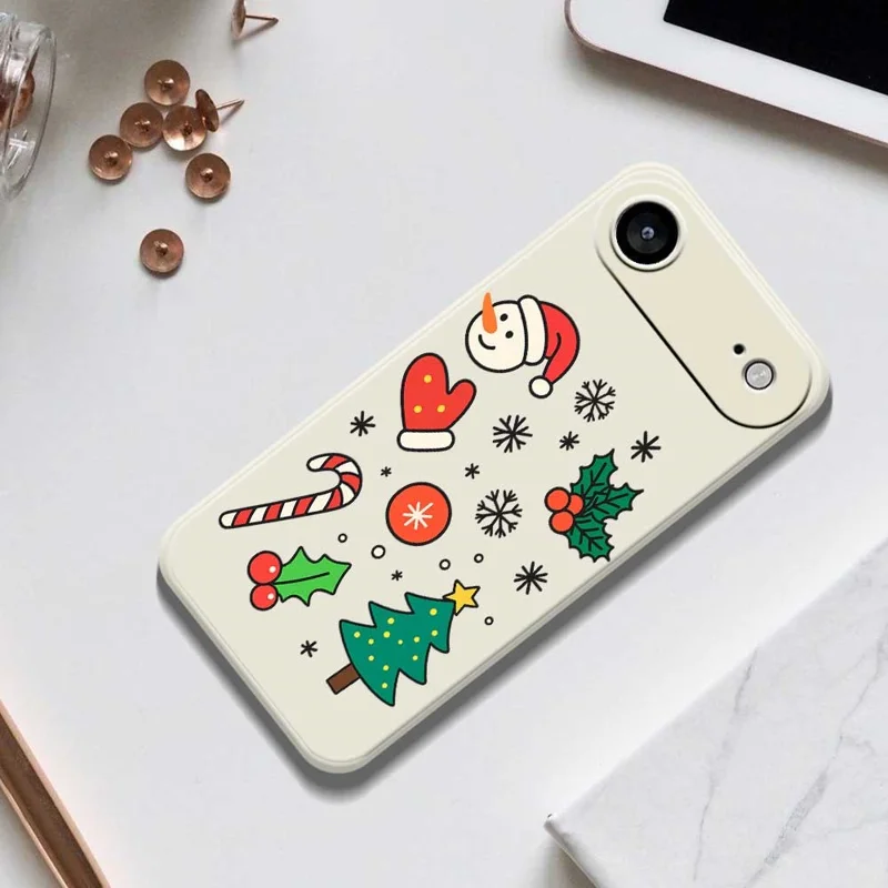 For iPhone Air Case Christmas Snowman and Tree Pattern Printing Straight Edge TPU Phone Back Cover - Beige