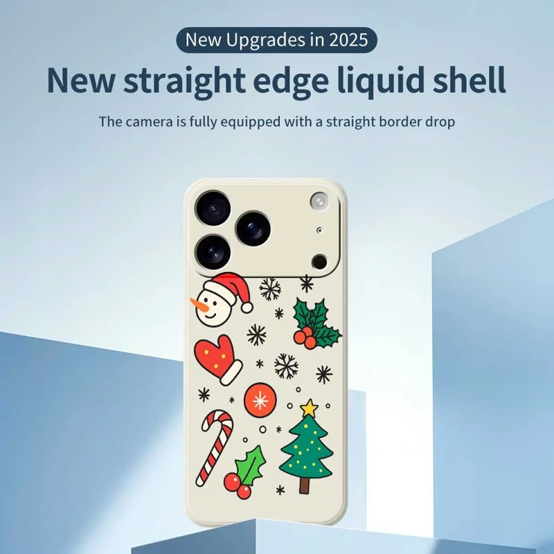 For iPhone 17 Pro Case Christmas Snowman and Tree Pattern Printing Straight Edge TPU Phone Back Cover - Green