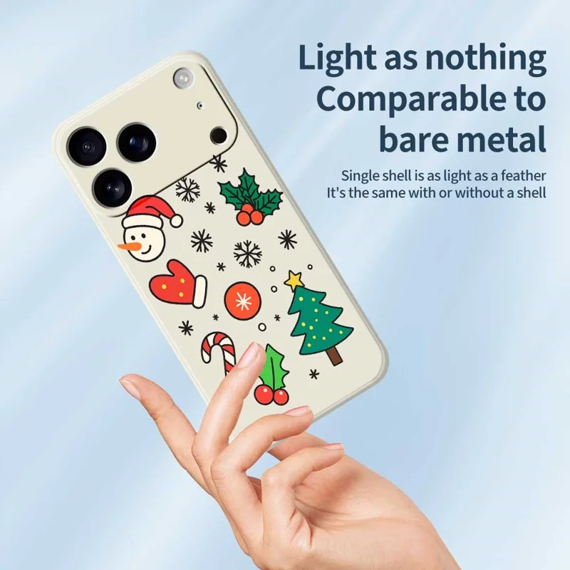 For iPhone 17 Pro Case Christmas Snowman and Tree Pattern Printing Straight Edge TPU Phone Back Cover - Green