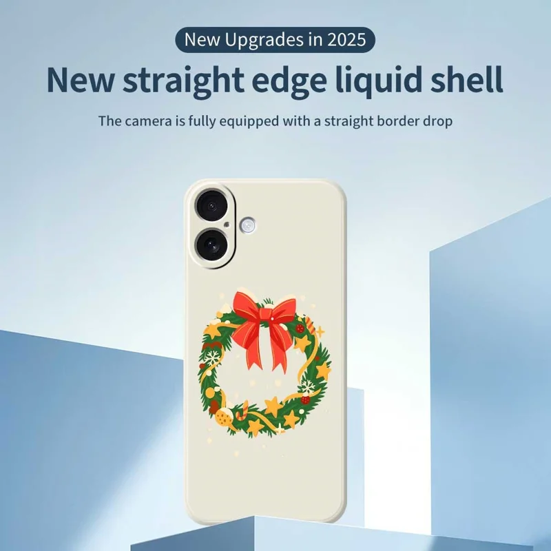 Cover per iPhone 17 con Motivo Ghirlanda e Fiocco, Stampa su Bordo Dritto, Cover Posteriore in TPU - Verde