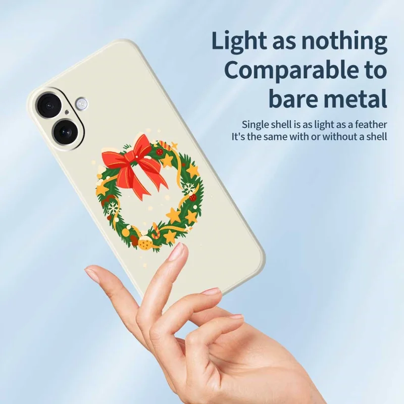 Cover per iPhone 17 con Motivo Ghirlanda e Fiocco, Stampa su Bordo Dritto, Cover Posteriore in TPU - Verde