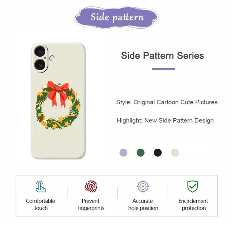 Cover per iPhone 17 con Motivo Ghirlanda e Fiocco, Stampa su Bordo Dritto, Cover Posteriore in TPU - Verde