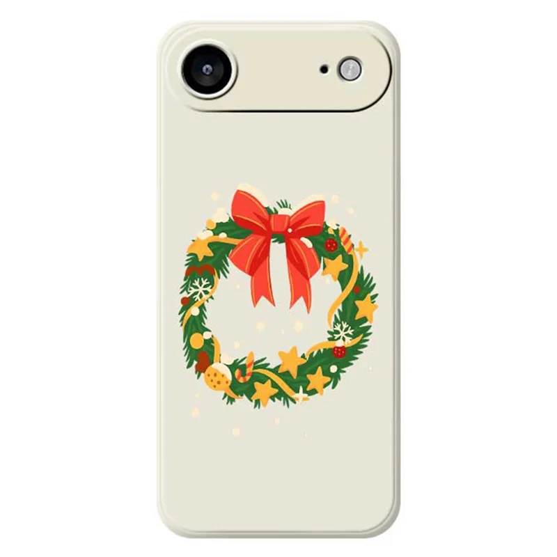 For iPhone Air Case Bow Wreath Pattern Printing Straight Edge TPU Phone Back Cover - Beige