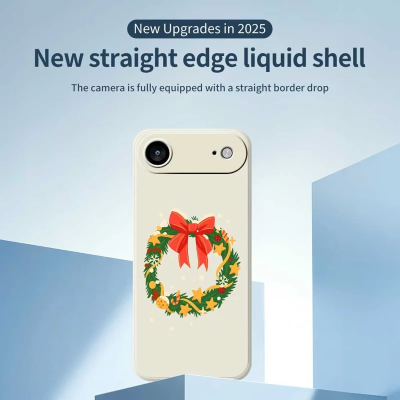 For iPhone Air Case Bow Wreath Pattern Printing Straight Edge TPU Phone Back Cover - Beige