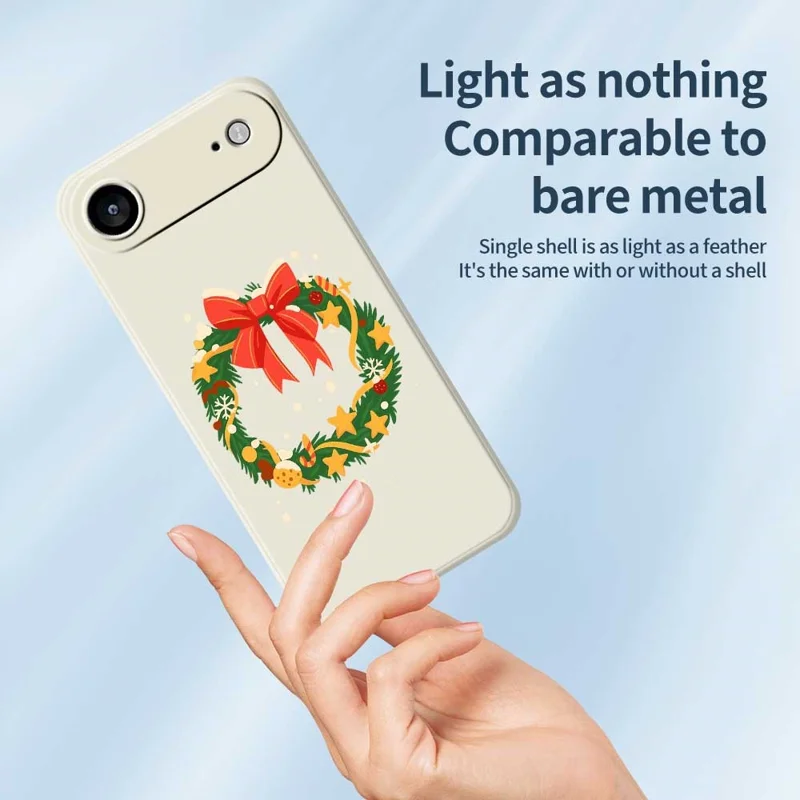 For iPhone Air Case Bow Wreath Pattern Printing Straight Edge TPU Phone Back Cover - Beige