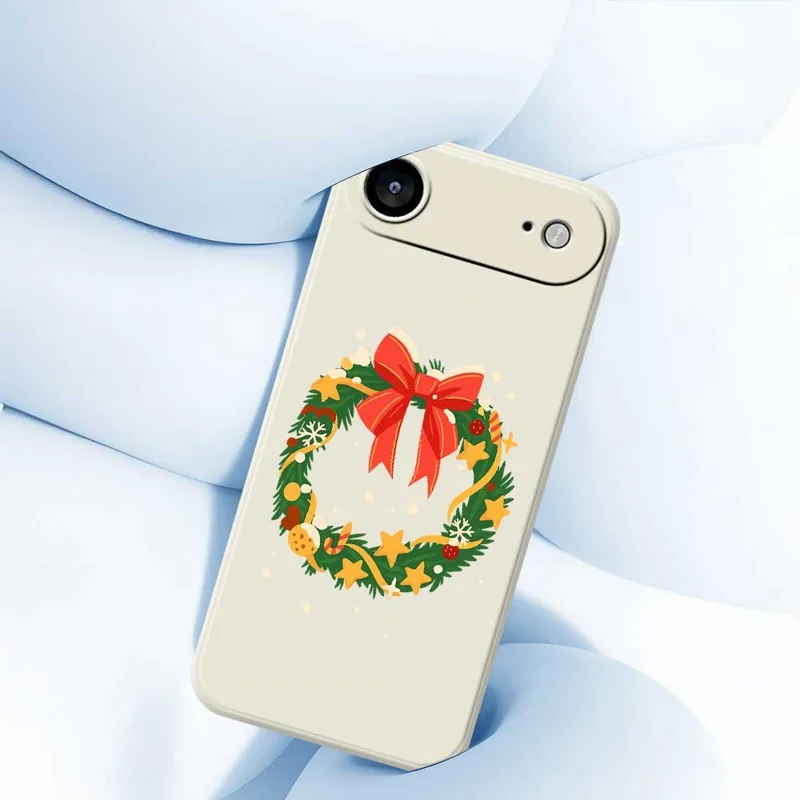 For iPhone Air Case Bow Wreath Pattern Printing Straight Edge TPU Phone Back Cover - Beige