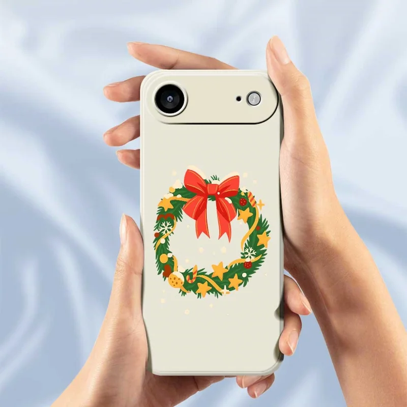 For iPhone Air Case Bow Wreath Pattern Printing Straight Edge TPU Phone Back Cover - Beige