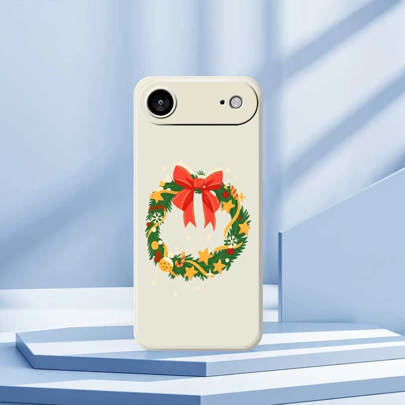 For iPhone Air Case Bow Wreath Pattern Printing Straight Edge TPU Phone Back Cover - Beige