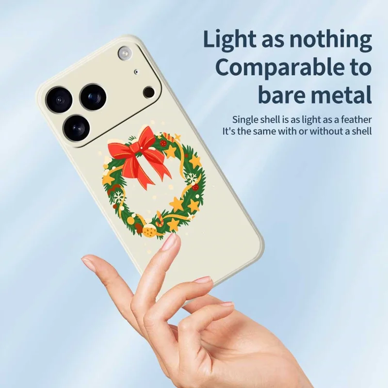 TPU-hoesje voor iPhone 17 Pro met strikkranspatroon, rechte rand en print, beige