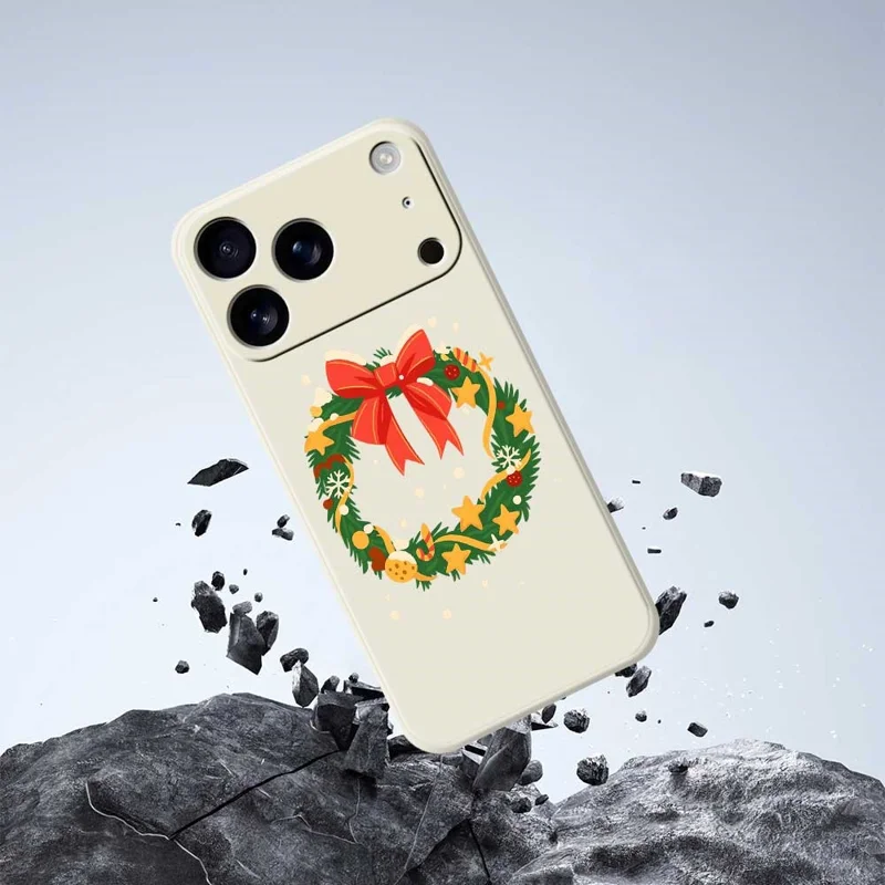 Voor iPhone 17 Pro Max hoesje met strijkran patroon Rechte rand TPU telefoon achterkant - Beige