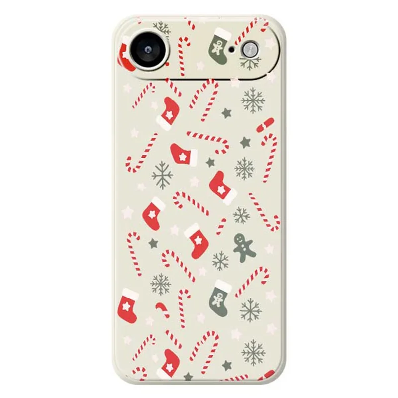 Для iPhone 17 Air Case Красный Серый Носки и трости Узор Печать Прямой край ТПУ Задняя крышка телефона - Бежевый