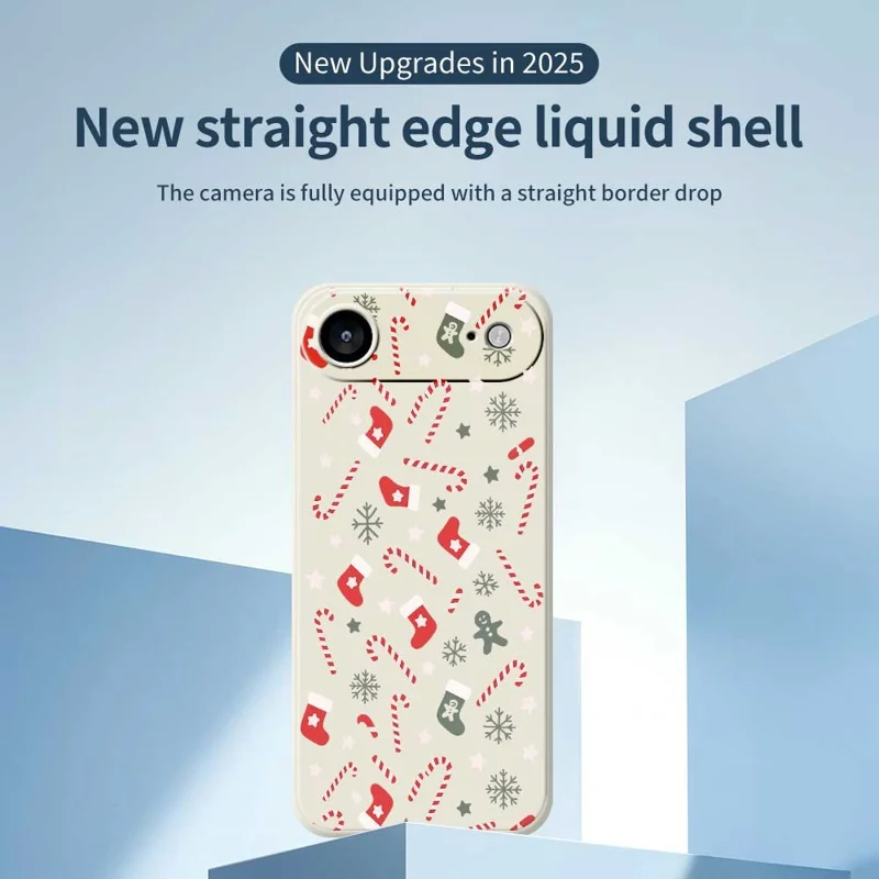 Для iPhone 17 Air Case Красный Серый Носки и трости Узор Печать Прямой край ТПУ Задняя крышка телефона - Бежевый