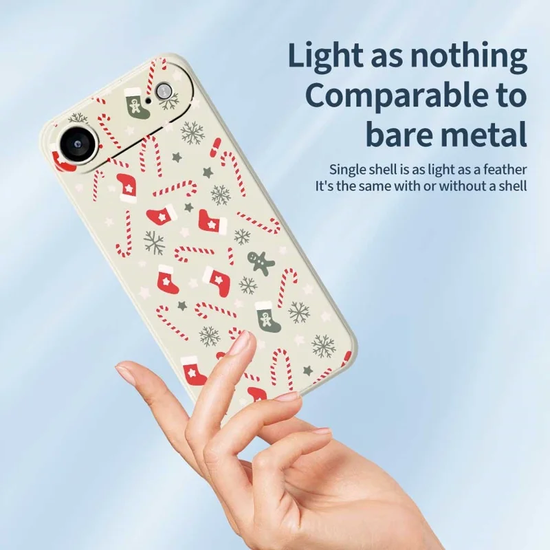 Для iPhone 17 Air Case Красный Серый Носки и трости Узор Печать Прямой край ТПУ Задняя крышка телефона - Бежевый