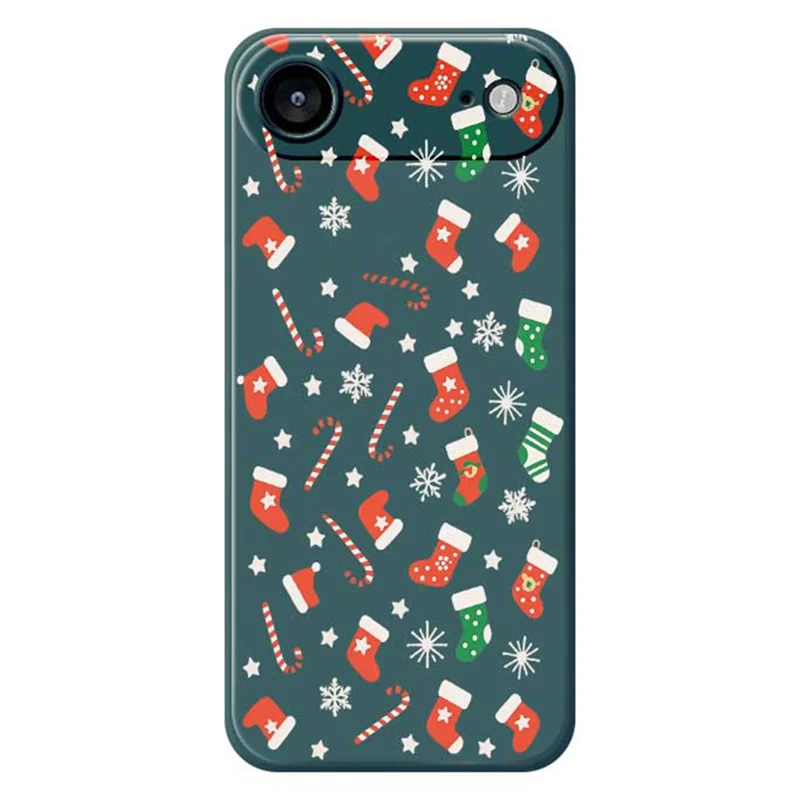 For iPhone Air Case Red Green Socks and Canes Pattern Printing Straight Edge TPU Phone Back Cover - Green