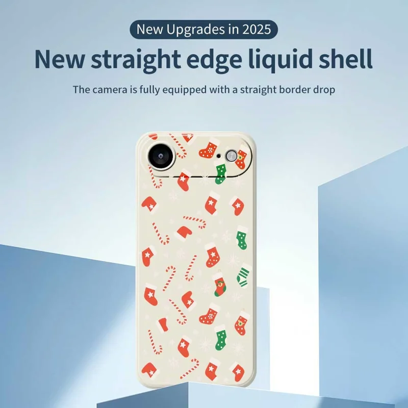 For iPhone Air Case Red Green Socks and Canes Pattern Printing Straight Edge TPU Phone Back Cover - Green