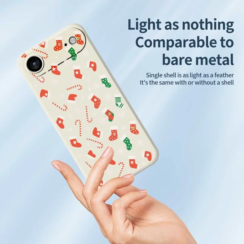 For iPhone Air Case Red Green Socks and Canes Pattern Printing Straight Edge TPU Phone Back Cover - Green