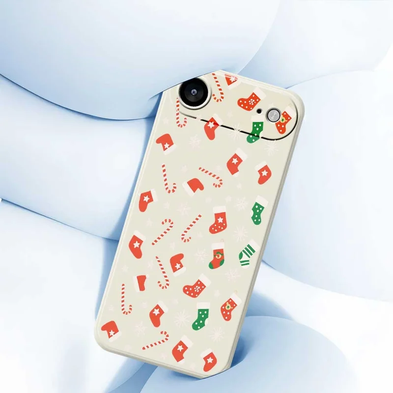 For iPhone Air Case Red Green Socks and Canes Pattern Printing Straight Edge TPU Phone Back Cover - Green