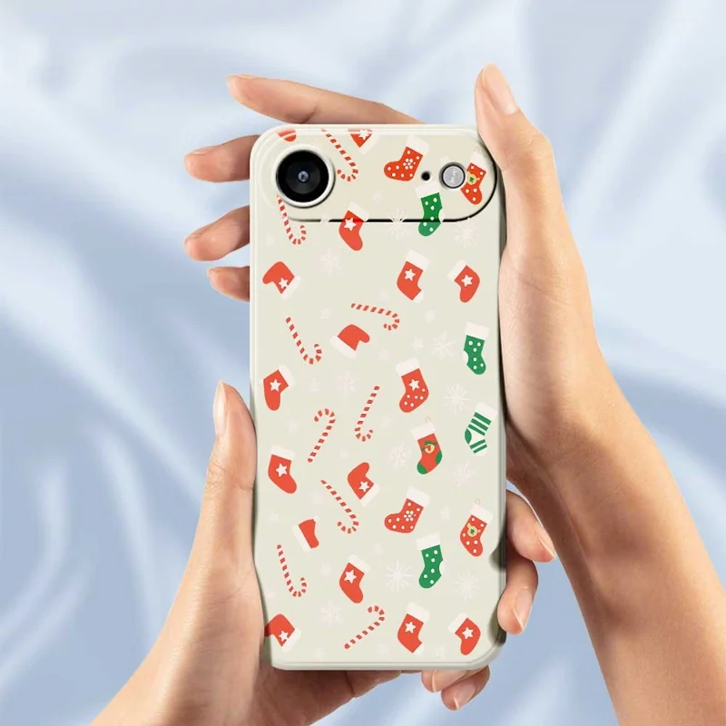 For iPhone Air Case Red Green Socks and Canes Pattern Printing Straight Edge TPU Phone Back Cover - Green
