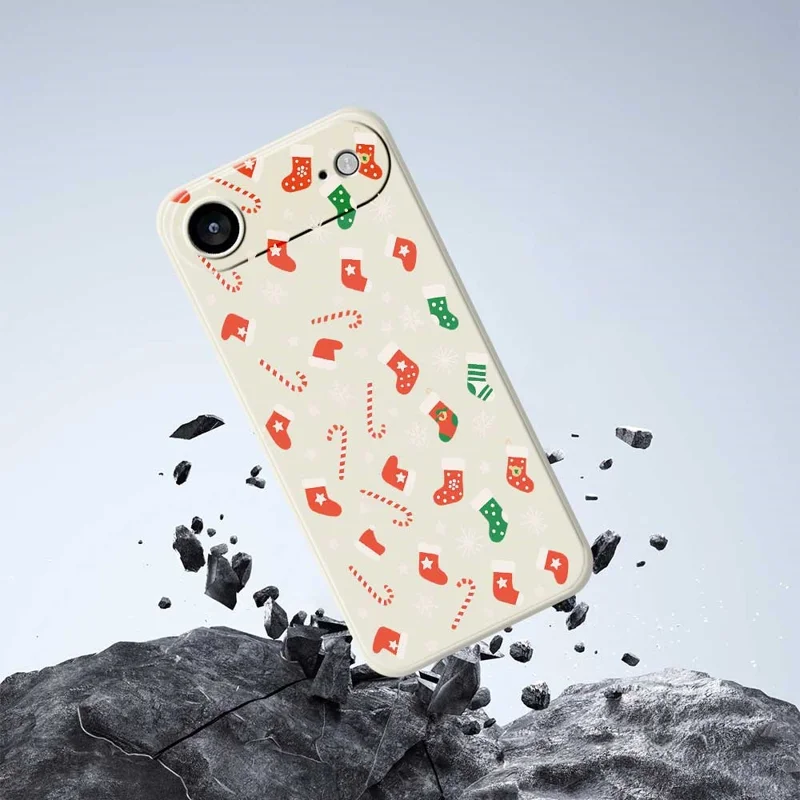 For iPhone Air Case Red Green Socks and Canes Pattern Printing Straight Edge TPU Phone Back Cover - Green