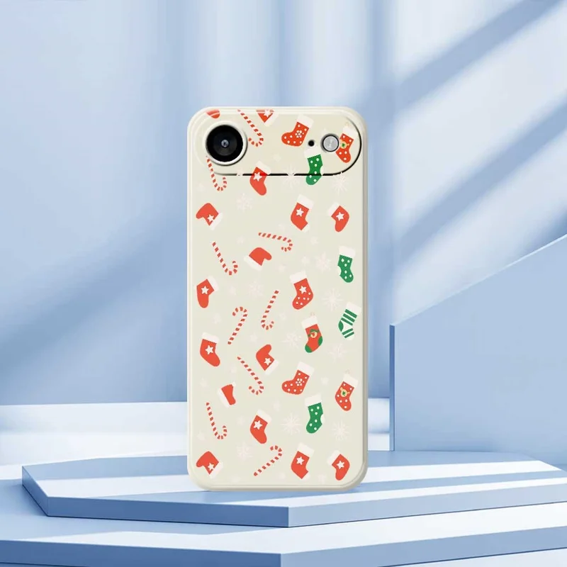 For iPhone Air Case Red Green Socks and Canes Pattern Printing Straight Edge TPU Phone Back Cover - Green