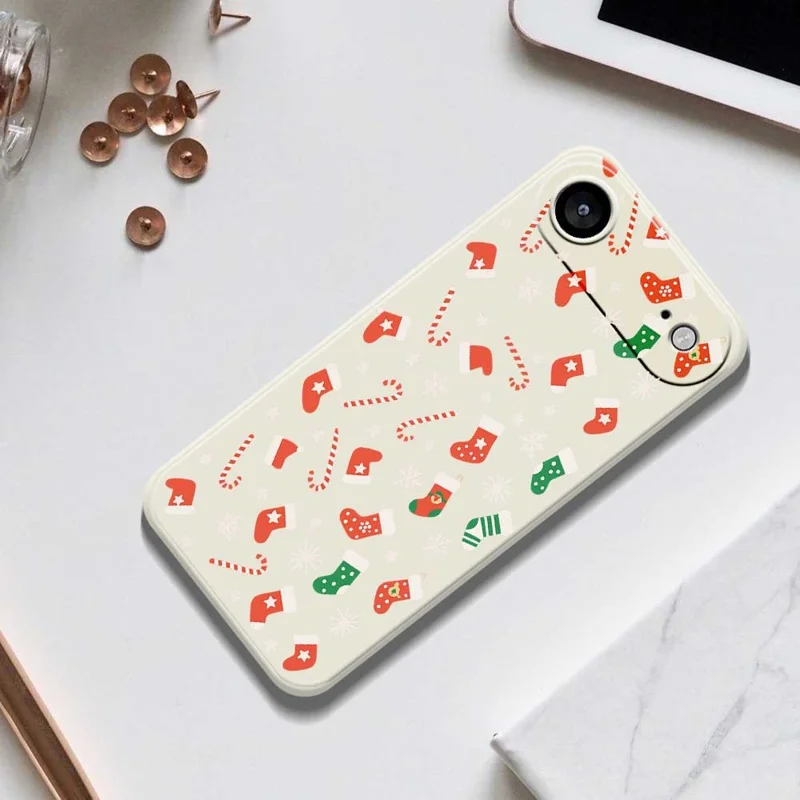 For iPhone Air Case Red Green Socks and Canes Pattern Printing Straight Edge TPU Phone Back Cover - Green