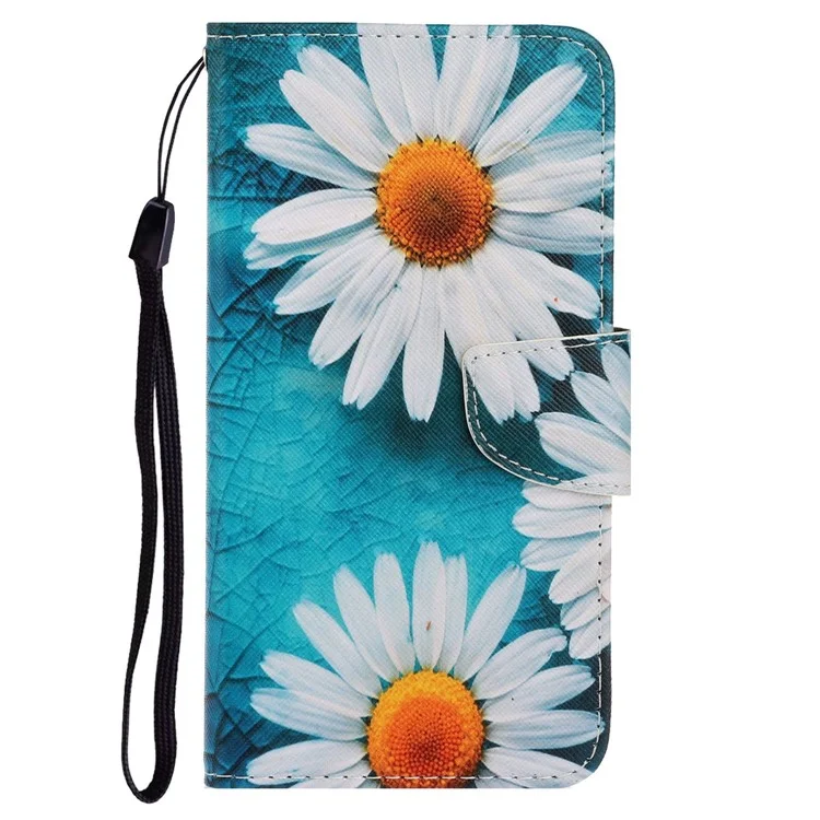 For Xiaomi Redmi A1 4G / A2 4G Cross Texture PU Leather Wallet Phone Case Pattern Printing Stand Magnetic Clasp Flip Cover with Strap - Chrysanthemum