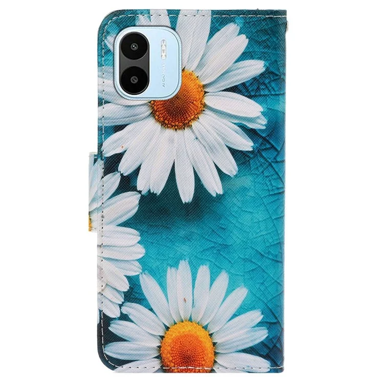 For Xiaomi Redmi A1 4G / A2 4G Cross Texture PU Leather Wallet Phone Case Pattern Printing Stand Magnetic Clasp Flip Cover with Strap - Chrysanthemum