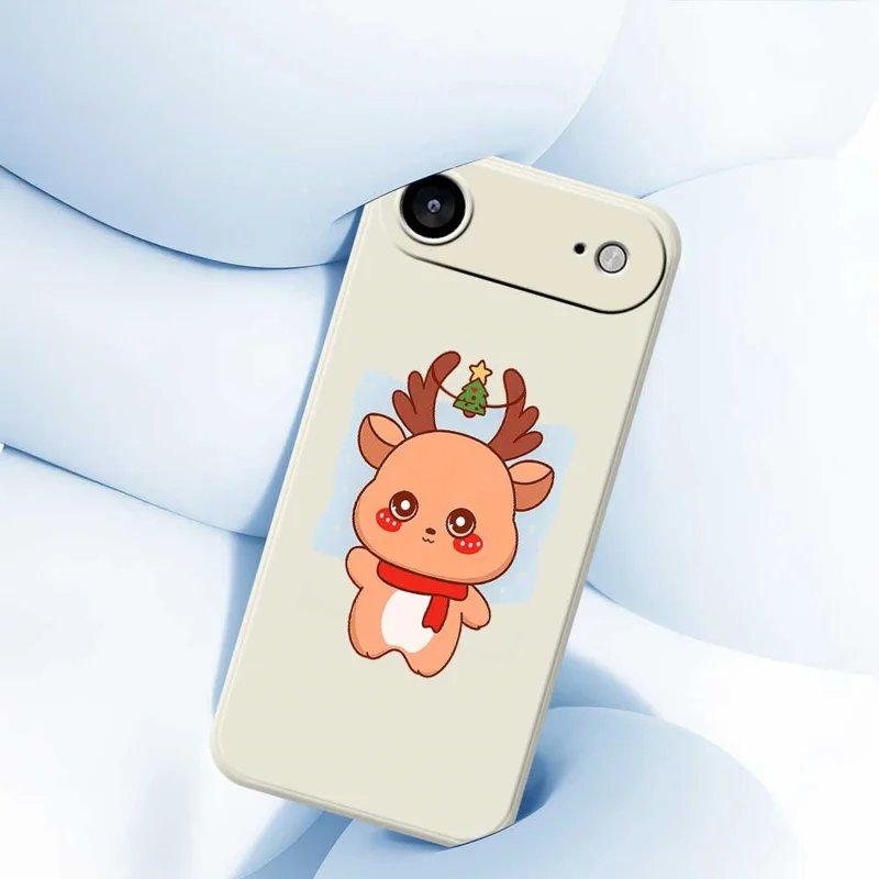 Für iPhone 17 Air Case Cartoon Hirsch Muster Druck Gerade Kante TPU Handy Rückseite Hülle - Beige