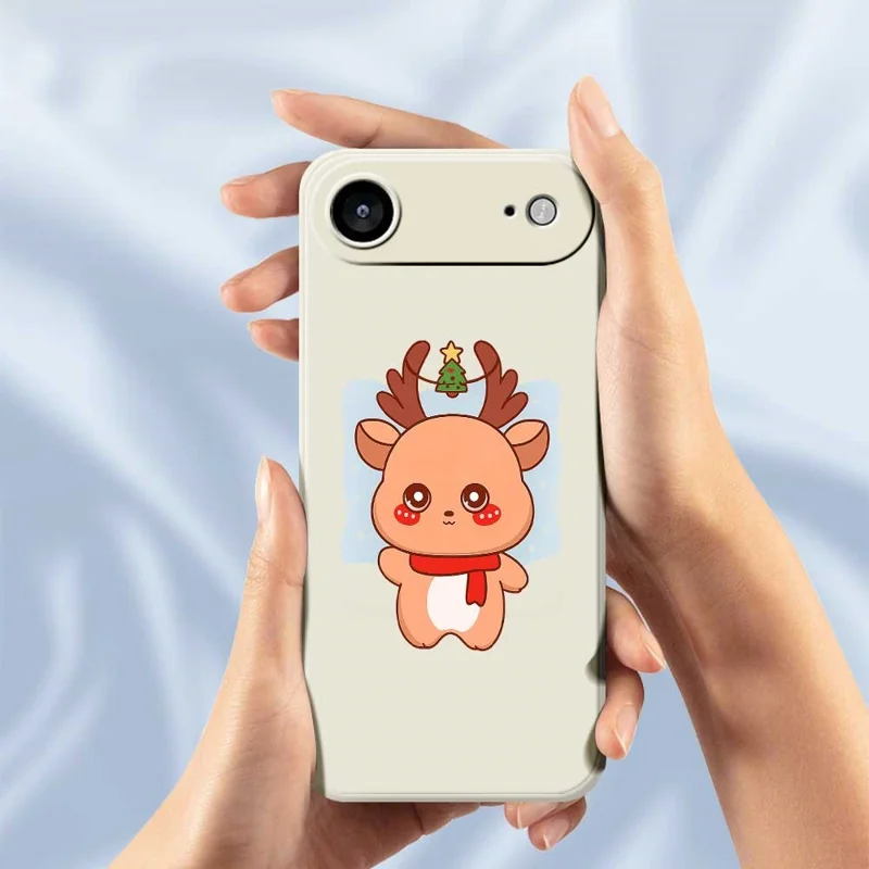 Für iPhone 17 Air Case Cartoon Hirsch Muster Druck Gerade Kante TPU Handy Rückseite Hülle - Beige