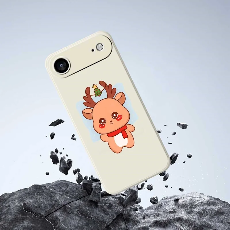 Für iPhone 17 Air Case Cartoon Hirsch Muster Druck Gerade Kante TPU Handy Rückseite Hülle - Beige