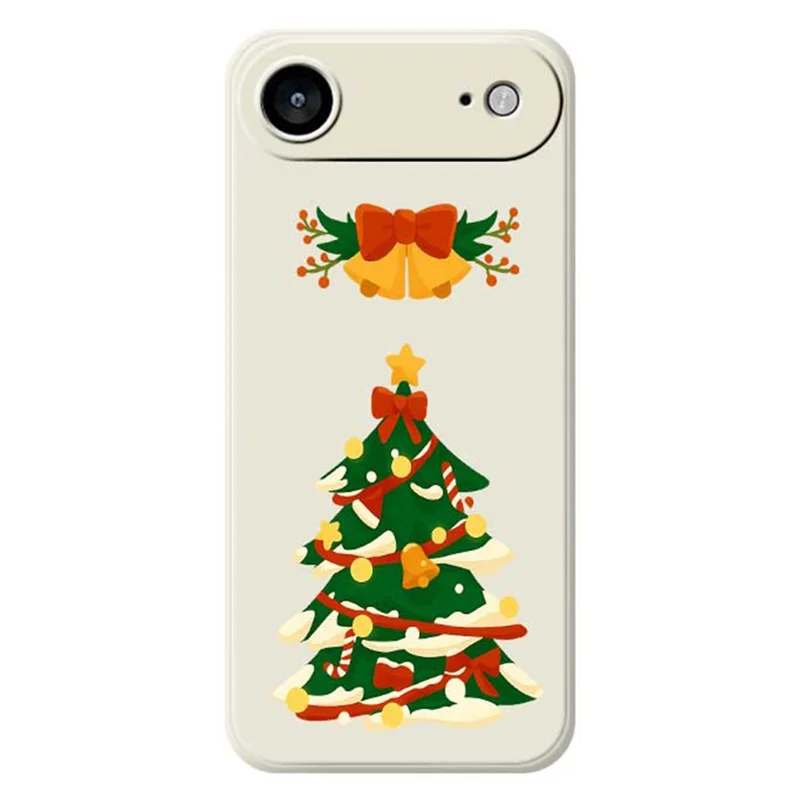 For iPhone Air Case Christmas Tree Bow Pattern Printing Straight Edge TPU Phone Back Cover - Beige