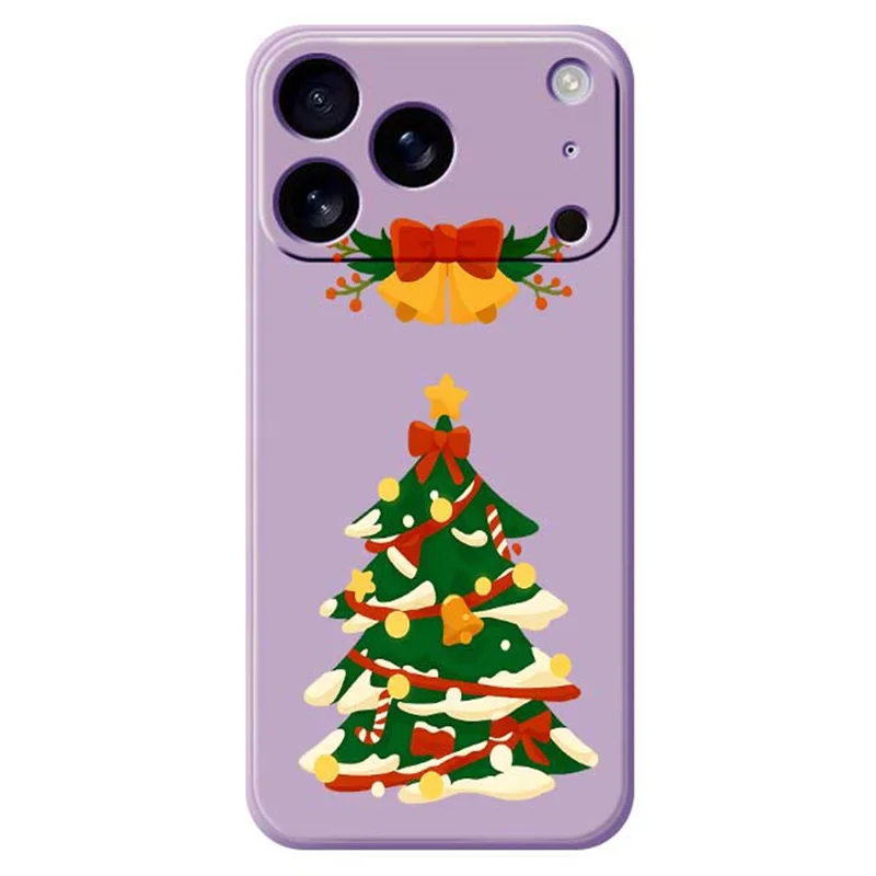 For iPhone 17 Pro Max Case Christmas Tree Bow Pattern Printing Straight Edge TPU Phone Back Cover - Purple