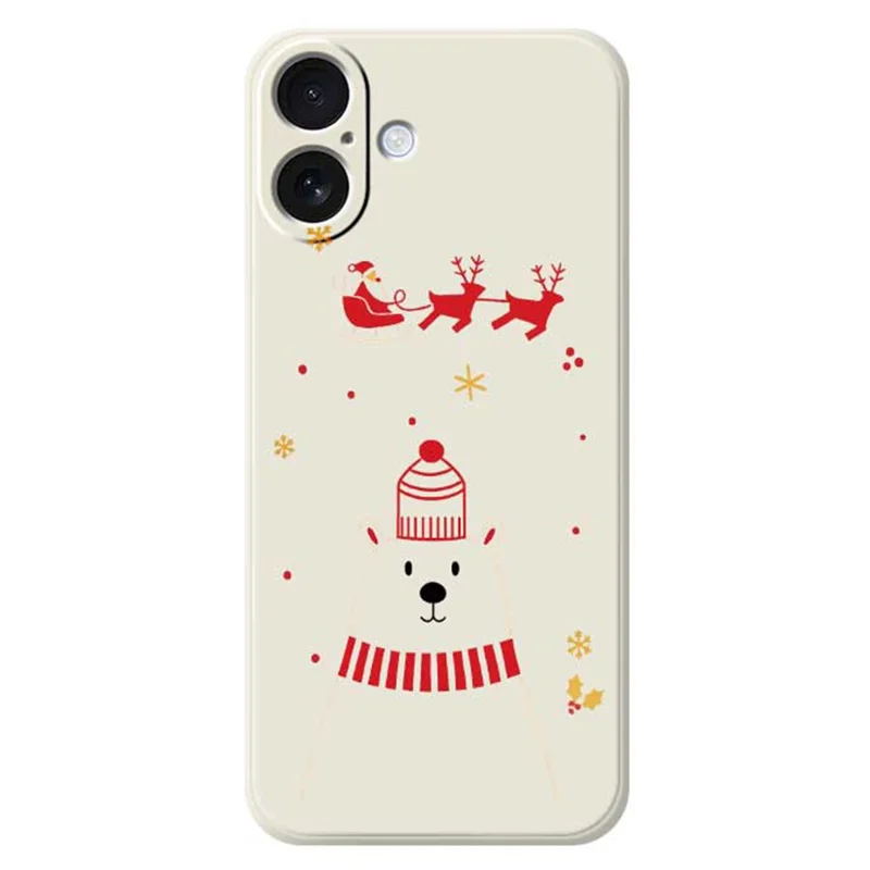Capa para iPhone 17 com Estampa de Urso, Borda Reta, Capa Traseira de TPU - Bege