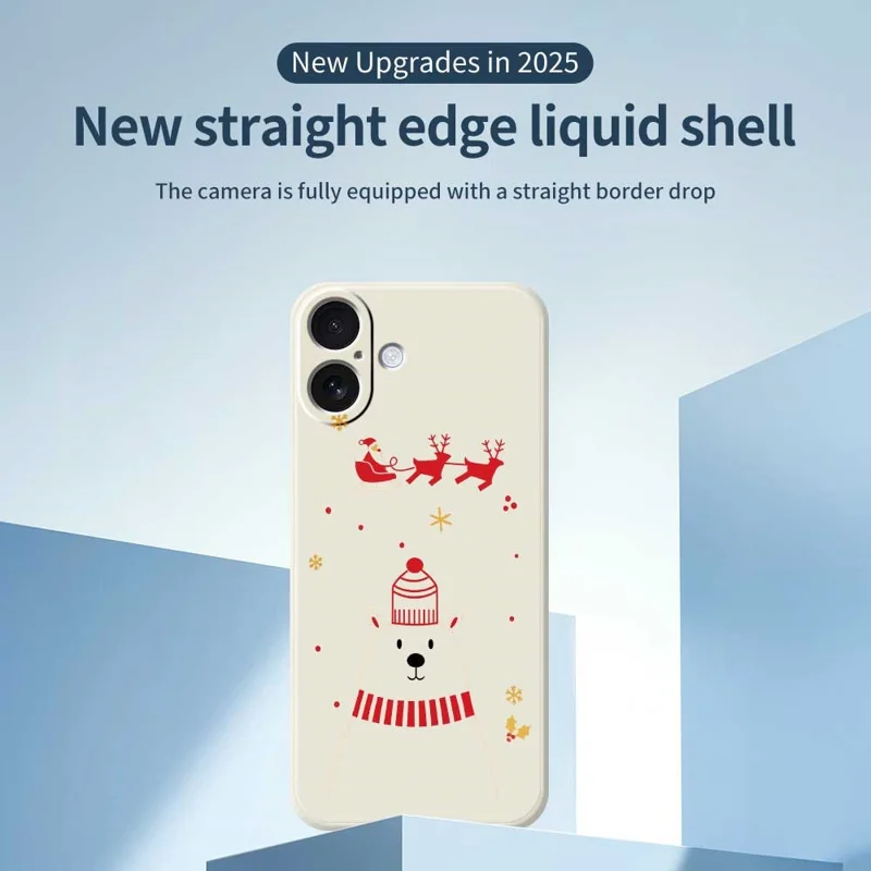 Capa para iPhone 17 com Estampa de Urso, Borda Reta, Capa Traseira de TPU - Bege