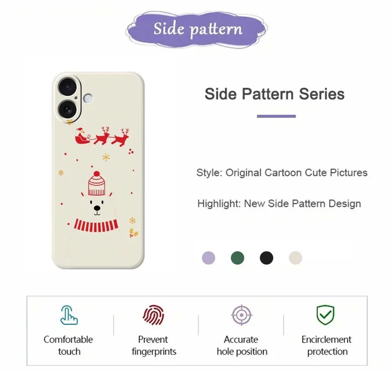 Capa para iPhone 17 com Estampa de Urso, Borda Reta, Capa Traseira de TPU - Bege