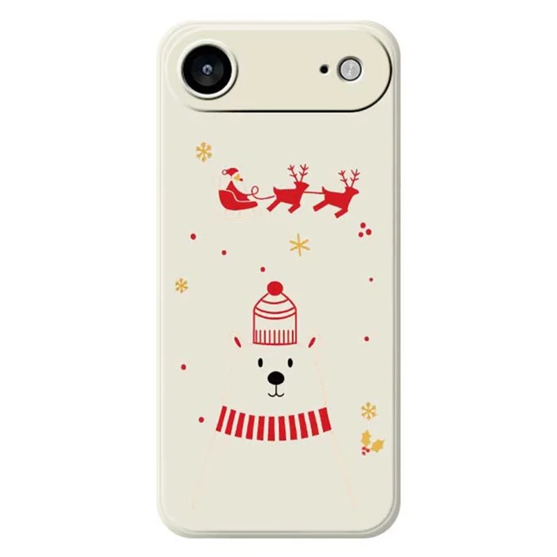 For iPhone Air Case Bear Pattern Printing Straight Edge TPU Phone Back Cover - Beige