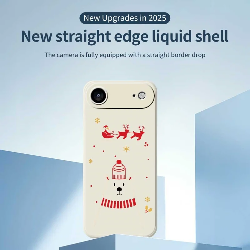 For iPhone Air Case Bear Pattern Printing Straight Edge TPU Phone Back Cover - Beige