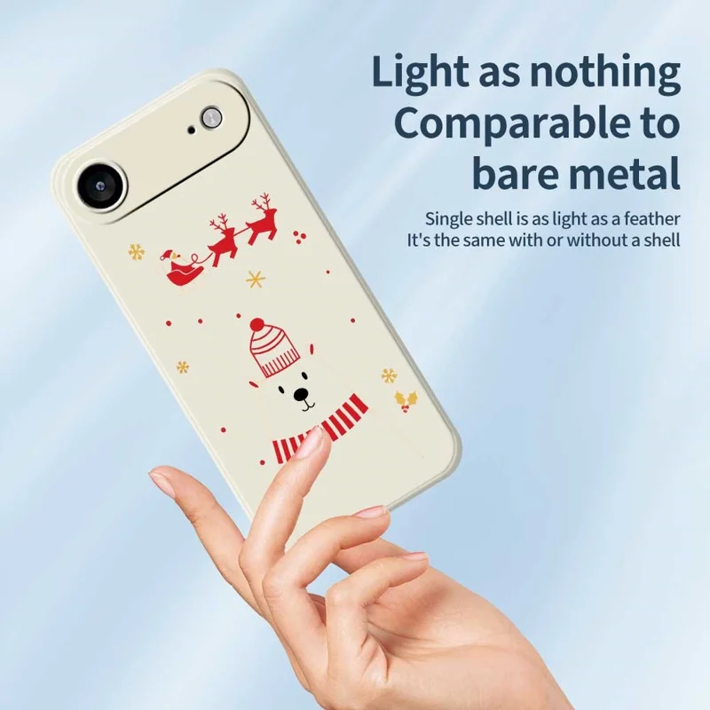 For iPhone Air Case Bear Pattern Printing Straight Edge TPU Phone Back Cover - Beige