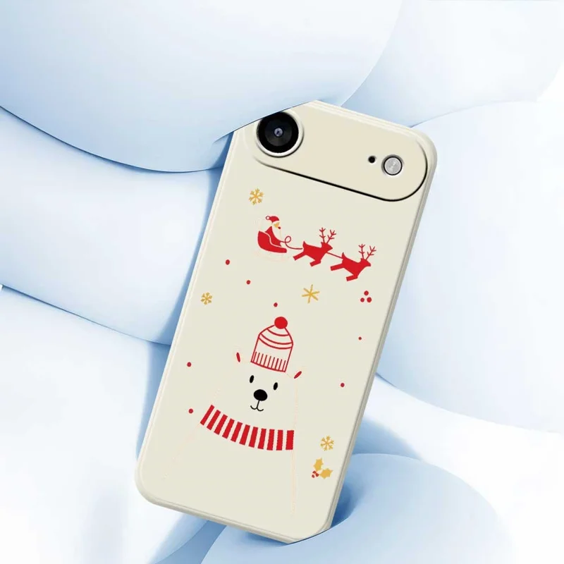 For iPhone Air Case Bear Pattern Printing Straight Edge TPU Phone Back Cover - Beige