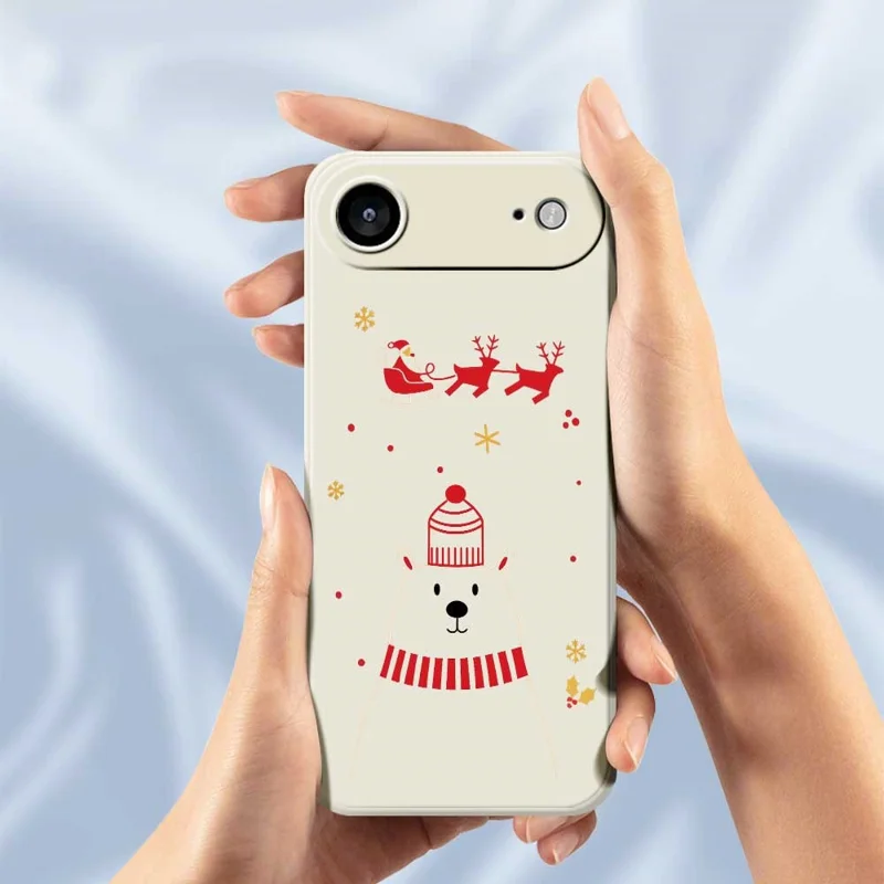 For iPhone Air Case Bear Pattern Printing Straight Edge TPU Phone Back Cover - Beige