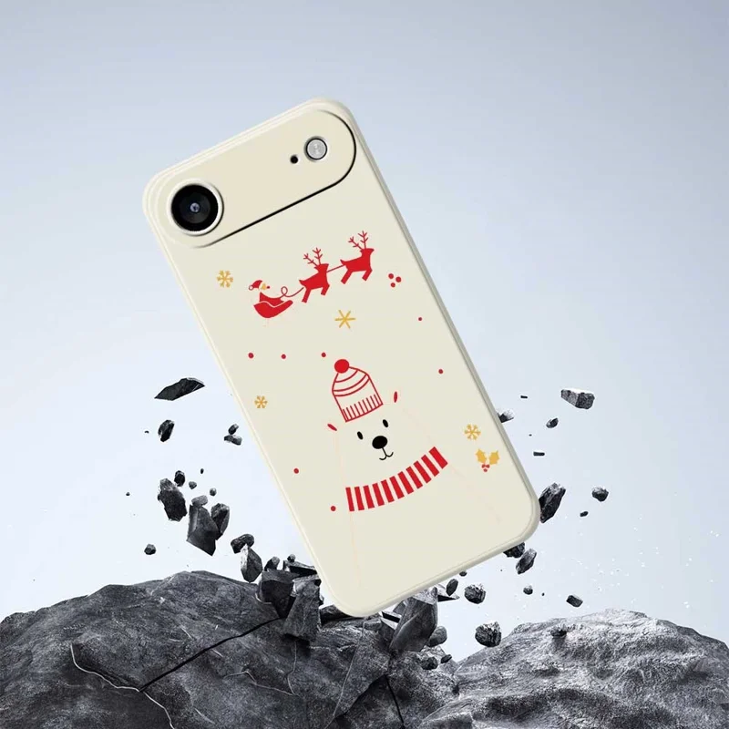 For iPhone Air Case Bear Pattern Printing Straight Edge TPU Phone Back Cover - Beige