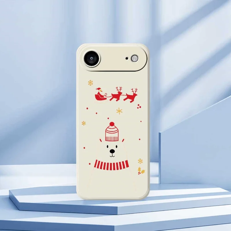 For iPhone Air Case Bear Pattern Printing Straight Edge TPU Phone Back Cover - Beige